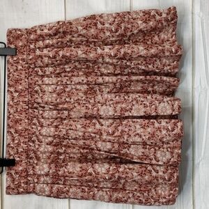 American Eagle Pink Floral Pleated Mini Skirt, Size Large